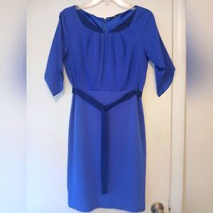 Elie Tahari NWOT Royal Blue Purple Belted Shift Cocktail Formal Dress w Tie-4